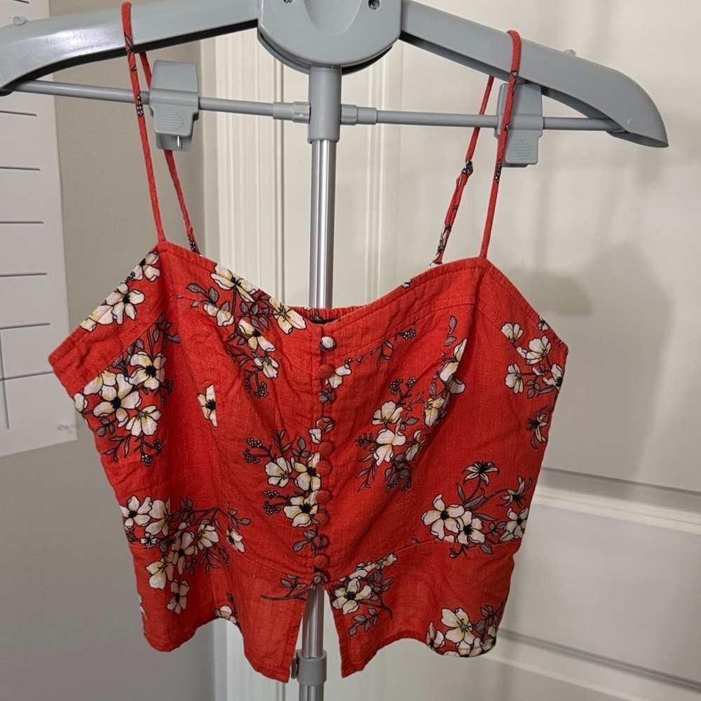 Miss Me Orange Red Floral Camisole Top